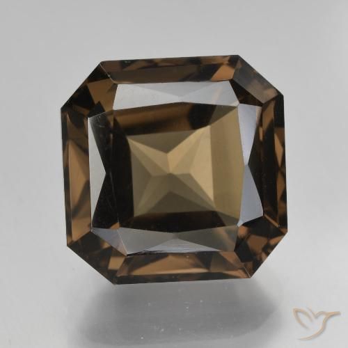8.86ct Natural Marrom escuro Quartzo Fumê, Corte Esmeralda, VVS