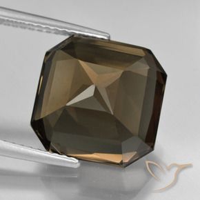 Quartzo Fumê Marrom escuro Natural 8.86ct, Corte Octógono / Esmeralda, VVS