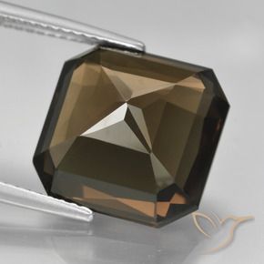 Quartzo Fumê Umber Brown Natural 9.11ct, Corte Octógono / Esmeralda, VVS
