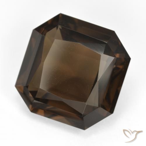 Quartzo Fumê Chocolate marrom Natural 9.16ct, Corte Octógono / Esmeralda, VVS