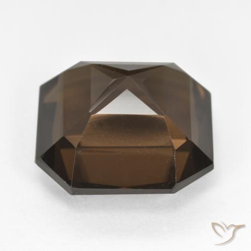 Quartzo Fumê Chocolate marrom Natural 9.16ct, Corte Octógono / Esmeralda, VVS