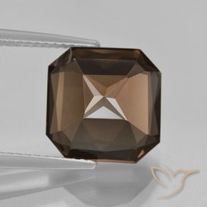 Quartzo Fumê Umber Brown Natural 6.20ct, Corte Octógono / Esmeralda, VVS
