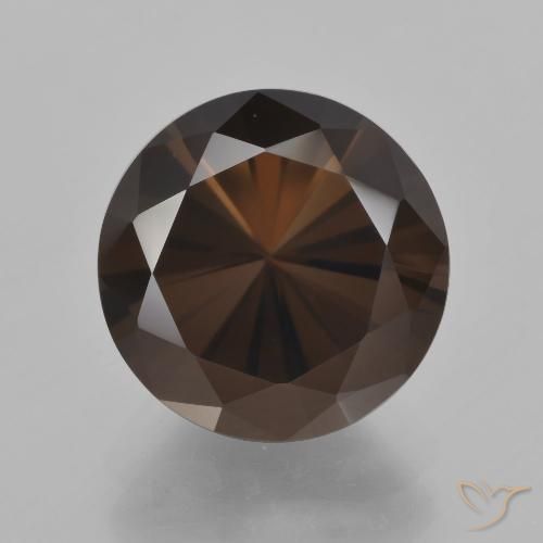 6.99ct Natural Marrom avermelhado Quartzo Fumê, Redondo, VVS