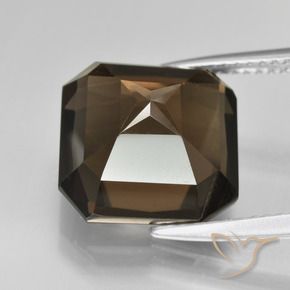 Quartzo Fumê Marrom escuro Natural 7.61ct, Corte Octógono / Esmeralda, VVS-VS