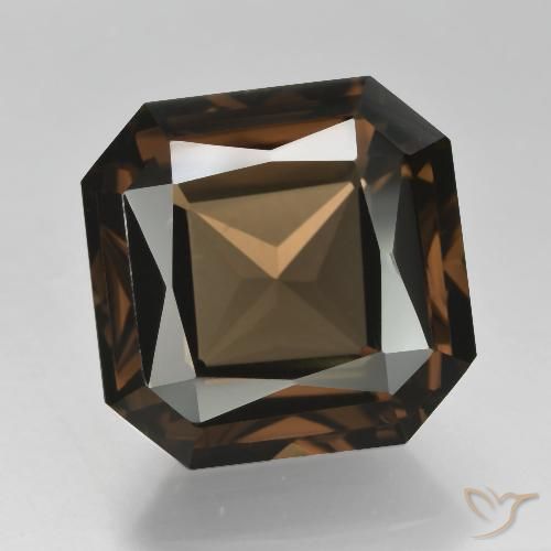 11.58ct Natural Marrom avermelhado Quartzo Fumê, Corte Esmeralda, VVS-VS