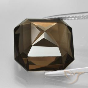Quartzo Fumê Marrom avermelhado Natural 11.58ct, Corte Octógono / Esmeralda, VVS-VS