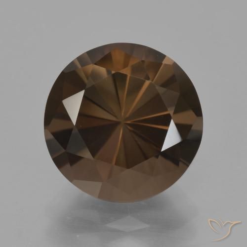 4.59ct Natural Marrom escuro Quartzo Fumê, Redondo, VVS