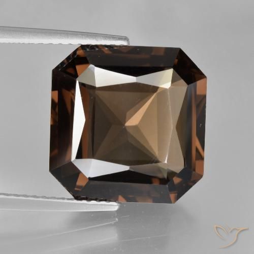 10.90ct Natural Marrom Quartzo Fumê, Corte Esmeralda, VVS-VS