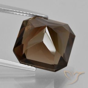 Quartzo Fumê Marrom Natural 11.03ct, Corte Octógono / Esmeralda, VVS