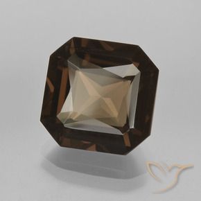 Quartzo Fumê Marrom escuro Natural 7.08ct, Corte Octógono / Esmeralda, VVS