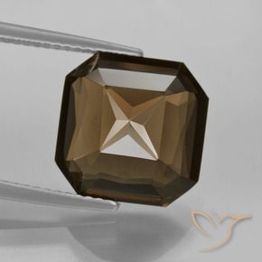 Quartzo Fumê Marrom escuro Natural 7.08ct, Corte Octógono / Esmeralda, VVS