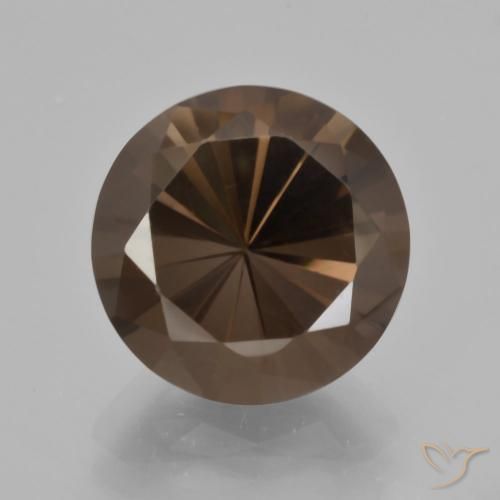 5.97ct Natural Marrom escuro Quartzo Fumê, Redondo, VVS
