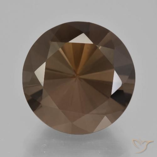 9.31ct Natural Marrom escuro Quartzo Fumê, Redondo, VVS
