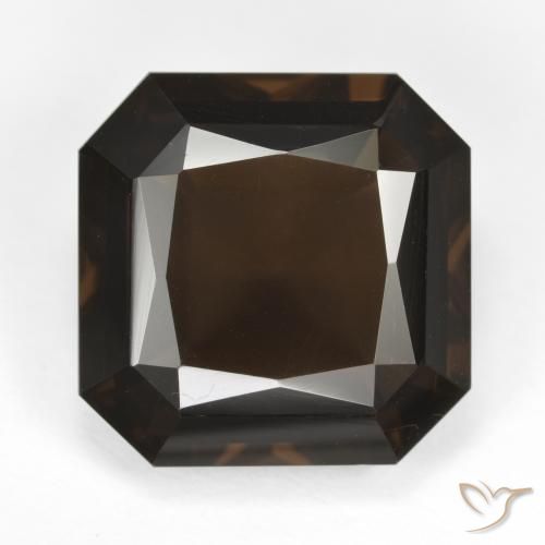 11.86ct Natural Marrom escuro Quartzo Fumê, Corte Esmeralda, VVS