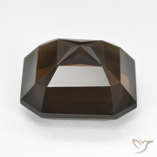 Quartzo Fumê Marrom escuro Natural 11.86ct, Corte Octógono / Esmeralda, VVS