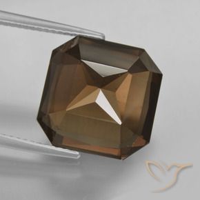 Quartzo Fumê Umber Brown Natural 12.25ct, Corte Octógono / Esmeralda, VVS