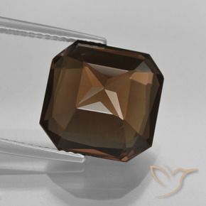 Quartzo Fumê Umber Brown Natural 7.63ct, Corte Octógono / Esmeralda, VVS