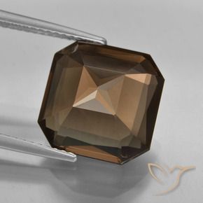 Quartzo Fumê Marrom avermelhado Natural 8.21ct, Corte Octógono / Esmeralda, VVS
