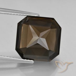 Quartzo Fumê Marrom escuro Natural 8.83ct, Corte Octógono / Esmeralda, VVS-VS
