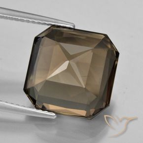 Quartzo Fumê Chocolate marrom Natural 9.83ct, Corte Octógono / Esmeralda, VVS-VS