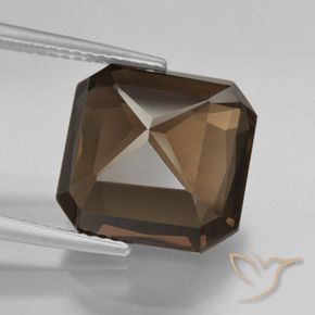 Quartzo Fumê Castanho médio Natural 9.55ct, Corte Octógono / Esmeralda, VVS