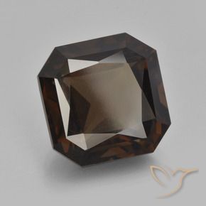 Quartzo Fumê Marrom escuro Natural 9.40ct, Corte Octógono / Esmeralda, VVS