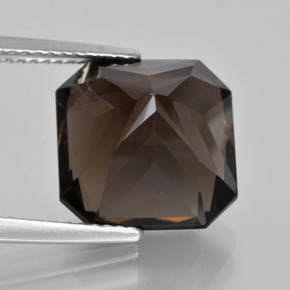 Quartzo fumê marrom natural 9,30ct, corte esmeralda, VVS