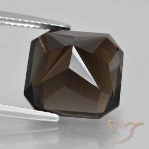 Quartzo Fumê Marrom escuro Natural 9.38ct, Corte Octógono / Esmeralda, VVS