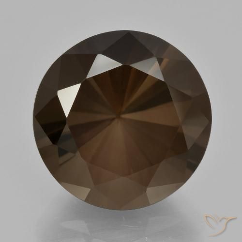 10.19ct Natural Marrom escuro Quartzo Fumê, Redondo, VVS