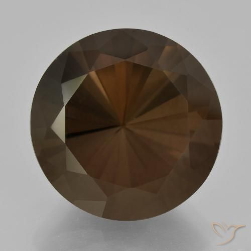 10.43ct Natural Marrom escuro Quartzo Fumê, Redondo, VVS
