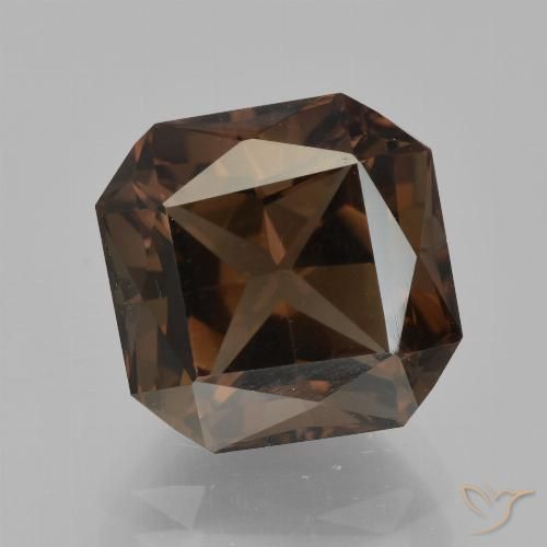 5.51ct Natural Marrom avermelhado Quartzo Fumê, Corte Esmeralda, VVS-VS