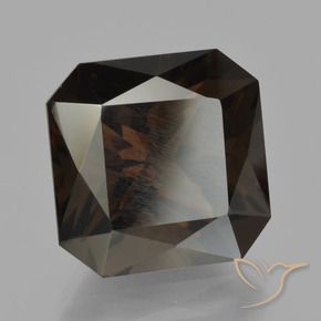 Quartzo Fumê Marrom escuro Natural 12.34ct, Corte Octógono / Esmeralda, VS