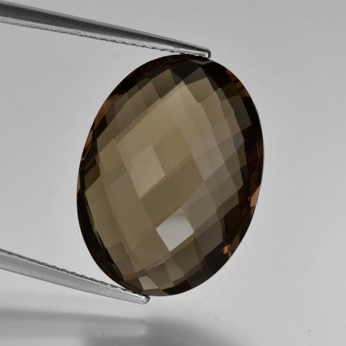 Quartzo fumê marrom natural 13,09ct, corte oval, VVS