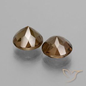 Pedras preciosas de Quartzo Fumê Castanho médio-escuro natural de 3.37 ct, Redondo, VS