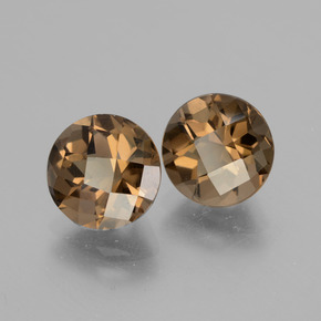 Pedras preciosas de quartzo fumê marrom natural de 3,31 ct, corte redondo, VS
