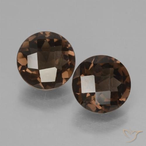 Pedras preciosas de quartzo fumê marrom natural de 3,22 ct, corte redondo, VS