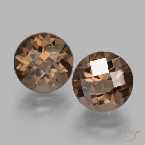 Pedras preciosas de quartzo fumê marrom natural de 3,91 ct, corte redondo, VVS-VS