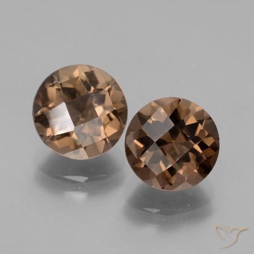 Pedras preciosas de quartzo fumê marrom natural de 3,88 ct, corte redondo, VS