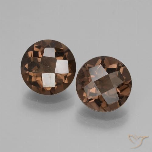 Pedras preciosas de quartzo fumê marrom natural de 3,49 ct, corte redondo, VS
