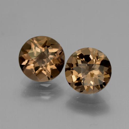 Pedras preciosas de quartzo fumê marrom natural de 3,27 ct, corte redondo, VS