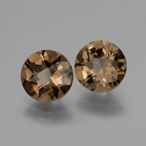 Pedras preciosas de quartzo fumê marrom natural de 3,27 ct, corte redondo, VS