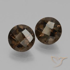 Pedras preciosas de Quartzo Fumê Umber Brown natural de 3.51 ct, Redondo, VVS-VS