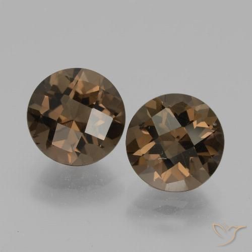 Pedras preciosas de quartzo fumê marrom natural de 3,62 ct, corte redondo, VVS-VS