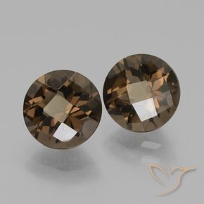 Pedras preciosas de quartzo fumê marrom natural de 3,62 ct, corte redondo, VVS-VS