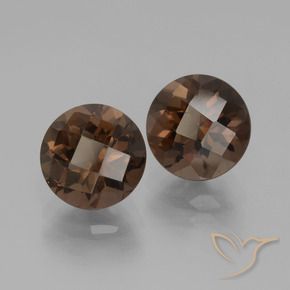 Pedras preciosas de Quartzo Fumê Umber Brown natural de 4.11 ct, Redondo, VS