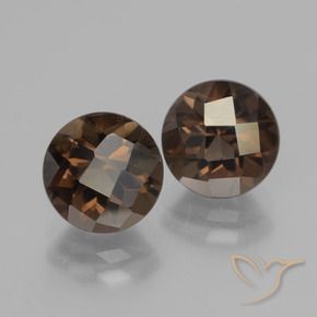 Pedras preciosas de Quartzo Fumê Marrom escuro natural de 4.13 ct, Redondo, VVS-VS