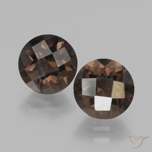 Pedras preciosas de quartzo fumê marrom natural de 3,71 ct, corte redondo, VVS-VS