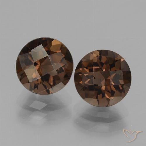 Pedras preciosas de Quartzo Fumê Hickory Brown natural de 3,66 ct, Corte Redondo, VVS-VS