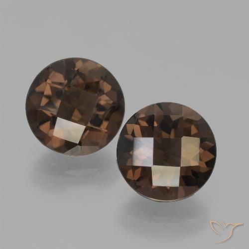 Pedras preciosas de quartzo fumê marrom natural de 3,70 ct, corte redondo, VVS