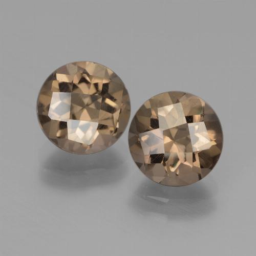 Pedras preciosas de quartzo fumê marrom natural de 3,52 ct, corte redondo, VS